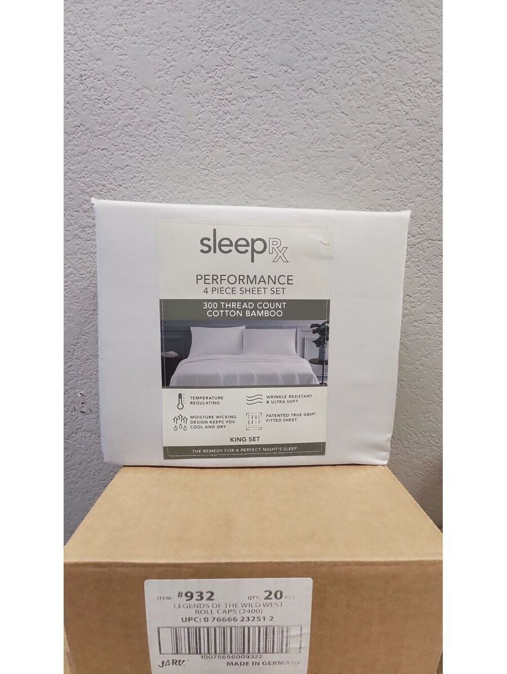 #15 SleepRx 4pc king cotton bamboo  sheet set Light grey